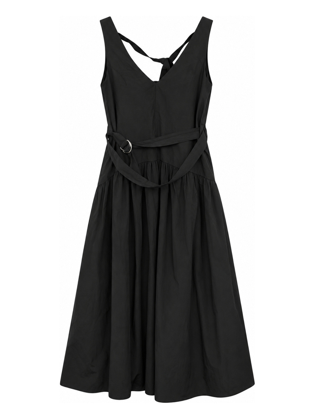 NWT Damson Madder Dallas Black Belted Drop Waist Midi Dress US 2 UK 6